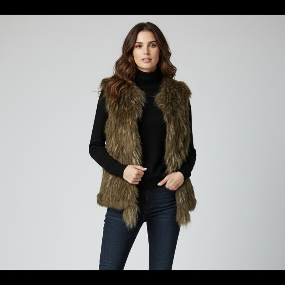 Love Token Faux Fur Vest in Brown